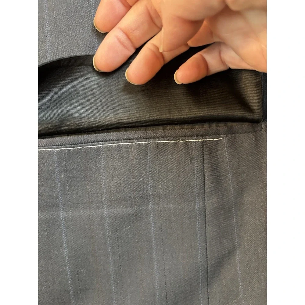 Pierre Cardin Suit Coat 44L Navy Pinstripe 2 Button Wool Sport Coat Blazer